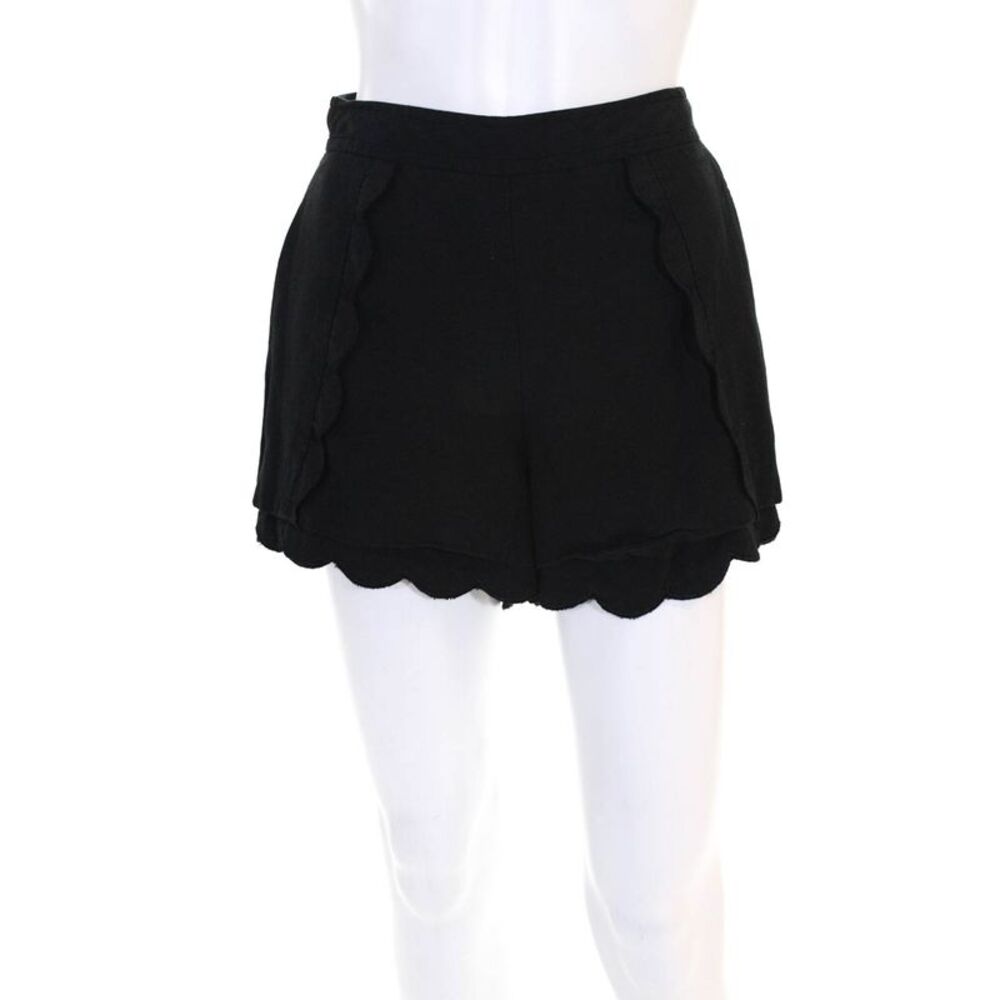 C/MEO COLLECTIVE Womens Scallop Duplicate Shorts Black Size Extra Small 11024985